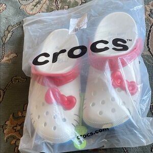 CROCS Kids' White and Red Slippers